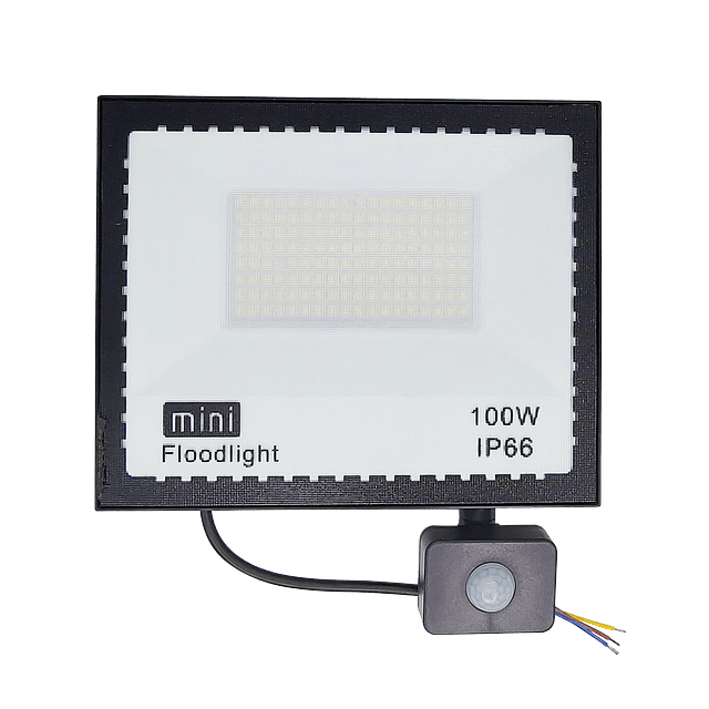 Reflector LED 100W Luz Fria Negro con Sensor de Movimiento