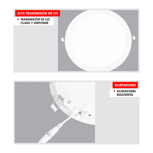 Foco Redondo Luz LED Color Blanco De 24W. 6.500K. Empotrado / HaoMai