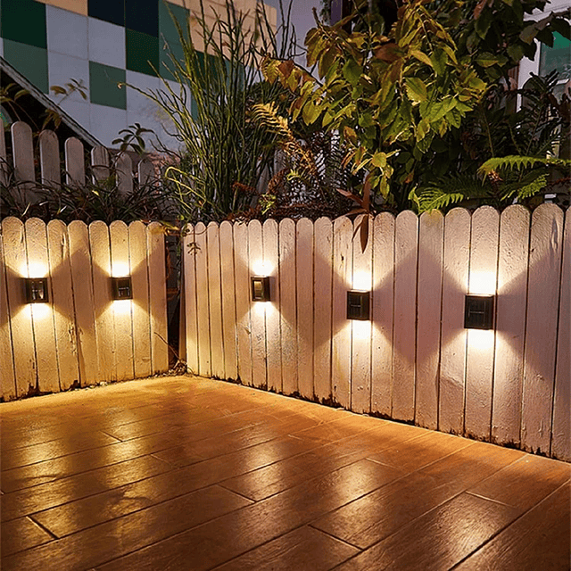 Pack 2 Focos Muro Aplique Led Solar 2 Direcciones Jardín Exterior