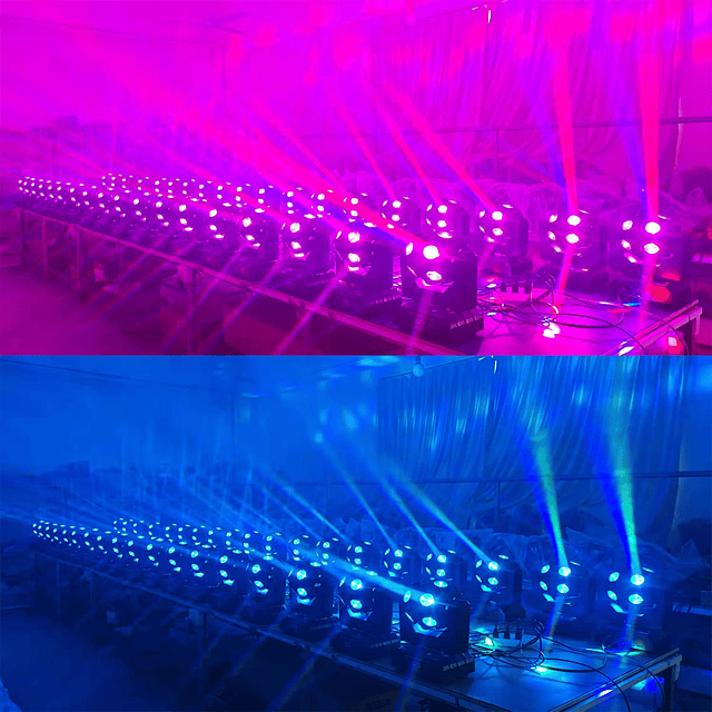 Foco Profesional De Iluminación Láser 4 En 1 LED RGB 120W. DMX512 Con Cabezal Móvil De 12 Piezas Para Fiestas y Eventos / GTI