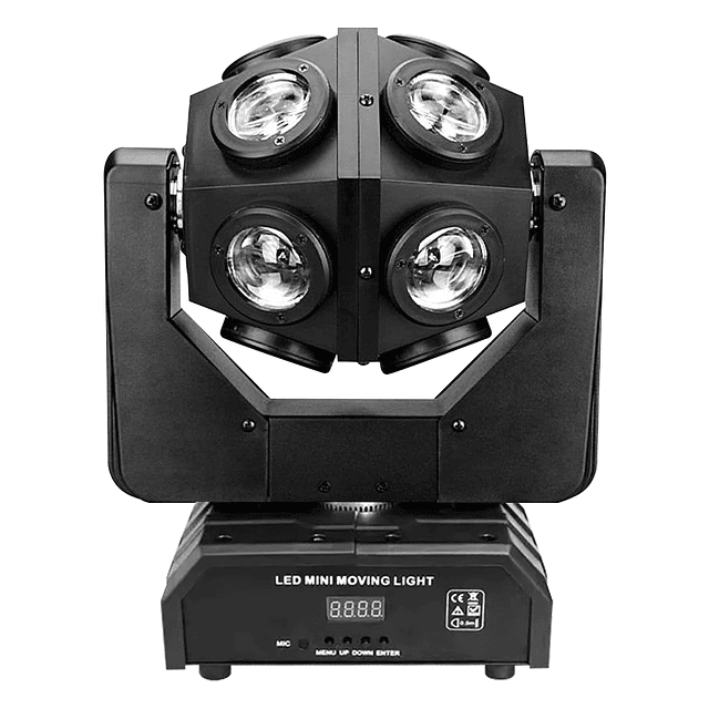 Foco Profesional De Iluminación Láser 4 En 1 LED RGB 120W. DMX512 Con Cabezal Móvil De 12 Piezas Para Fiestas y Eventos / GTI