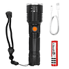 Linterna Táctica Recargable USB Con Luz LED y Batería / GTI Modelo XH-P50