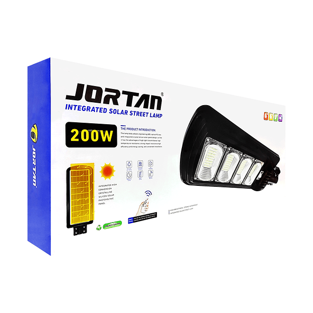 Foco Solar LED De Exterior Con Panel Solar y Sensor De Luz 224LED IP66 200W. - Jortan