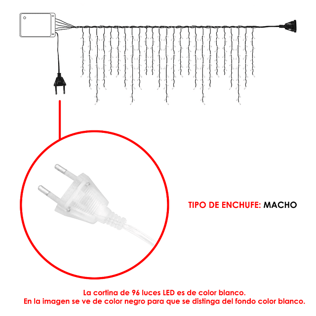 Cortina 3 Metros De Largo Con 96 Luces LED Color Blanco Cálido IP20 / GTI Modelo IF0961H