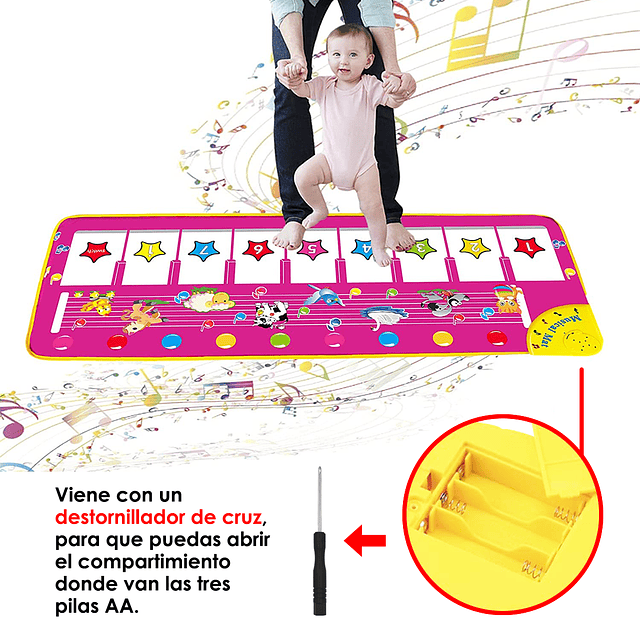 Alfombra - Tapete Musical De Piano Para Niñas y Niños 110 cms. De Ancho x 36 cms. De Largo / GTI Modelo DW801-1