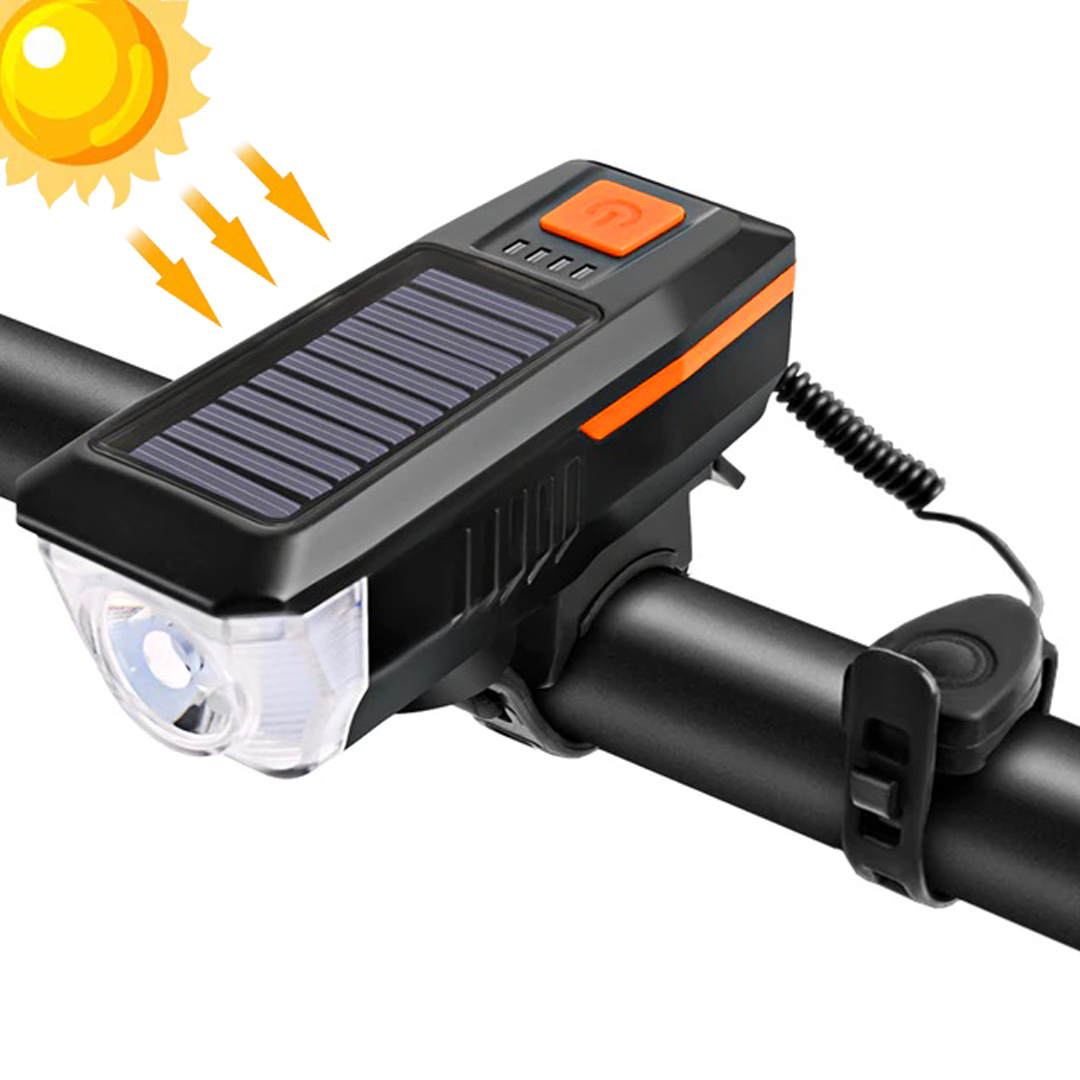 Luz LED Impermeable De Carga Solar y USB Para Bicicleta / Cr