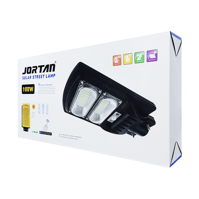 Foco Solar LED De Exterior Con Panel Solar y Sensor De Movimiento 96LED IP66 100W. - Jortan