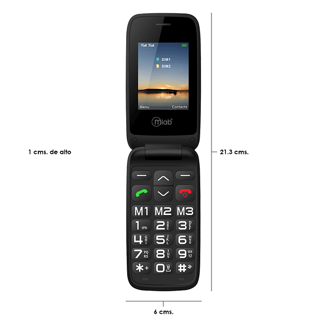 Teléfono Móvil Para Adulto Mayor - Con 4G, Botón S.O.S. y Dual SIM Card / Mlab Modelo 9204