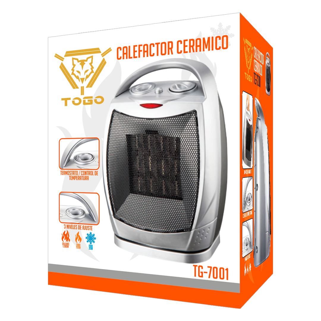 Calefactor Cerámico De 1.500W. (Máx.) Con 3 Niveles De Ajuste / TOGO Modelo TG-7001