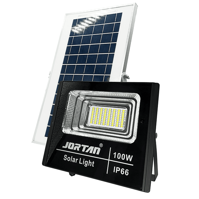 Reflector LED De 100W. IP66 Con Panel Solar y Control Remoto / Jortan