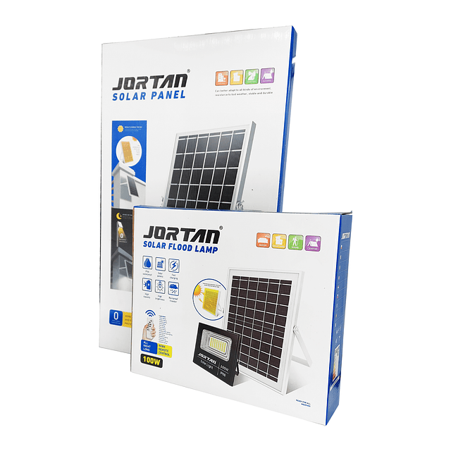 Reflector LED De 100W. IP66 Con Panel Solar y Control Remoto / Jortan
