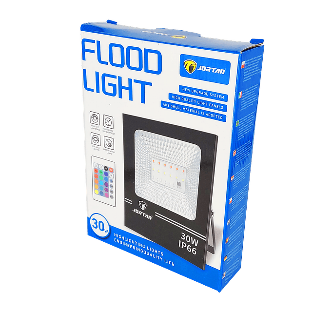 Foco Proyector LED RGB 30W con Control Remoto Jortan Mod. TP30WRGB