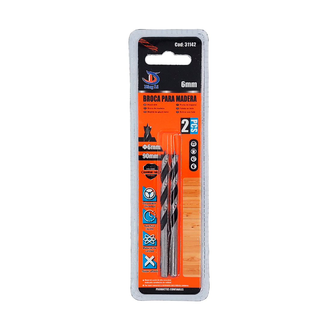 Broca para madera 6 mm Set 2 unidades