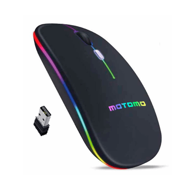 Mouse inalámbrico 2.4G/Bluetooth Motomo plano luz RGB Mb-100