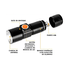 Mini Linterna LED Con Zoom Telescópico - Recargable Por USB Macho / TGO Modelo T6