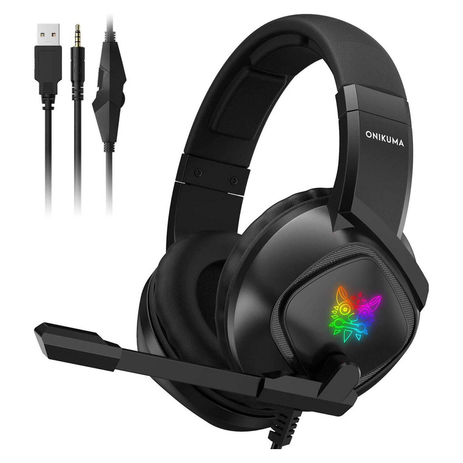 Audífonos Gamer K19 Negro Con Luz Rgb Led