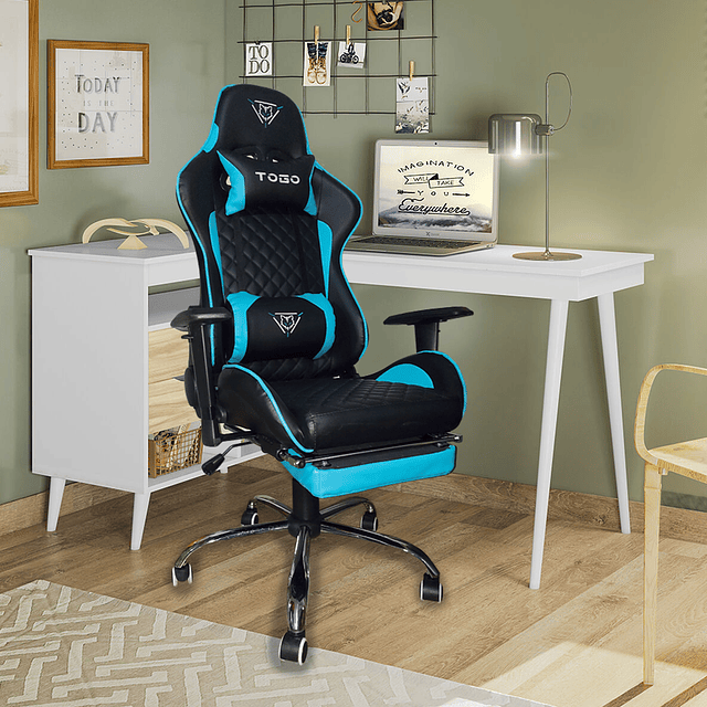 Silla Gamer con Reposa pies TOGO KING PRO EDICION LIMITADA CYAN