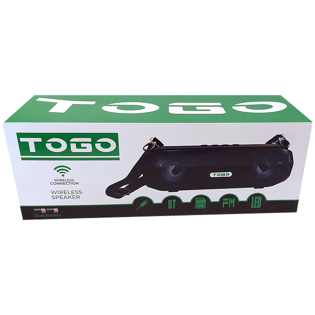 Parlante TOGO-7780 Portátil Con Bluetooth 5W. USB Color Negro-Dorado