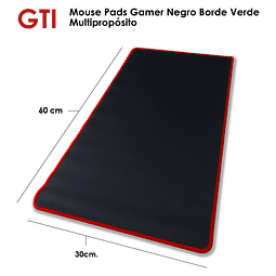 Mouse Pad Gamer Negro Borde Color Rojo 60 x 30 cm Multipropósito