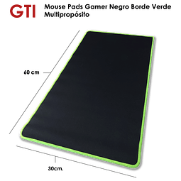 Mouse Pad Gamer Negro Borde Color Verde Limón 60 x 30 cm Multipropósito