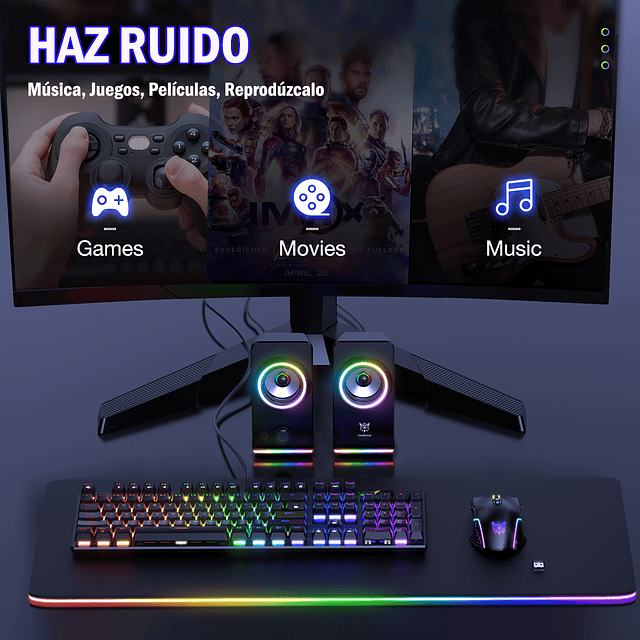 Parlantes RGB Gamer de Escritorio Onikuma X6 Conexión USB