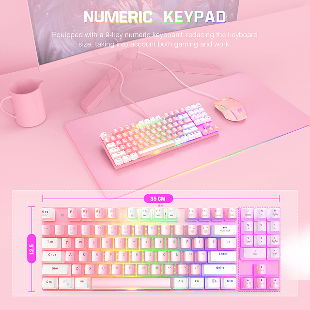 SET Gamer Teclado G26 + Mouse CW905 Onikuma Pink