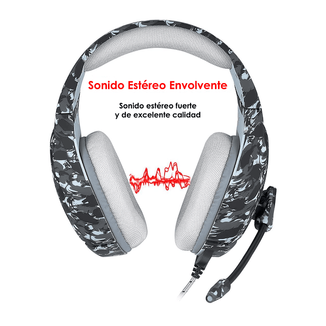 Audífonos Gamer Onikuma Modelo K1-B Diseño Camuflaje Gris