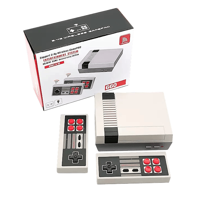 Mini Consola Modelo N-03 Con 660 Juegos HDMI + 2 Controles Inalámbricos Recargables