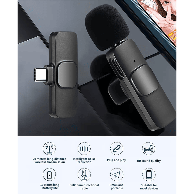 Mini Micrófono Inalámbrico Para Celular USB Tipo C - GTI