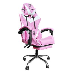 Silla Gamer Profesional Togo Color Rosa Con Blanco Reclinable Con Posapies + Mousepad Togo