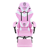 Silla Gamer Profesional Togo Color Rosa Con Blanco Reclinable Con Posapies + Mousepad Togo