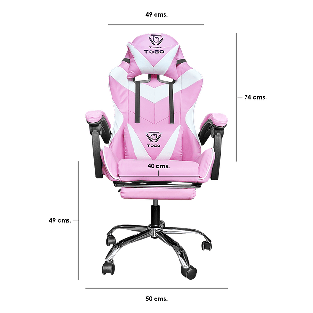 Silla Gamer Profesional Togo Color Rosa Con Blanco Reclinable Con Posapies + Mousepad Togo