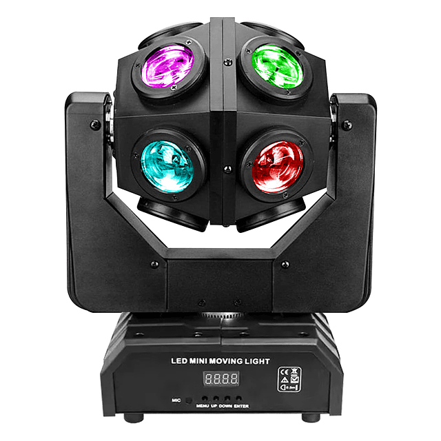 Foco Profesional De Iluminación Láser 4 En 1 LED RGB 120W. DMX512 Con Cabezal Móvil De 12 Piezas Para Fiestas y Eventos / GTI