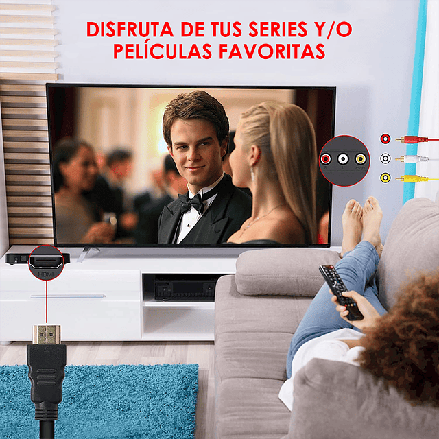 Conversor De Señal HDMI a 3 RCA - 150 cms. (1.5 mts.) De Largo / GTI