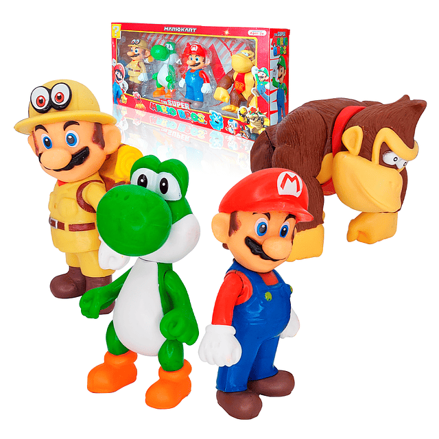 Set De 4 Figuras Super Mario Bros. Articuladas