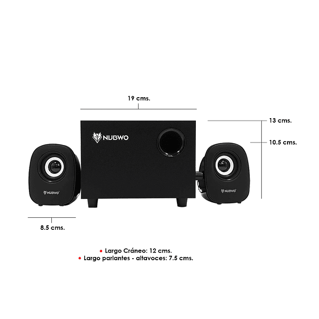 Parlantes - Altavoces Bluetooth Multimedia Stereo 2.1 (USB - TF - AUX - SD CARD) / Nubwo Modelo Cráneo NS-38