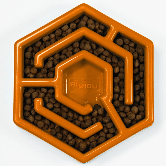 COMEDERO INTERACTIVO HEXAGONAL NARANJA