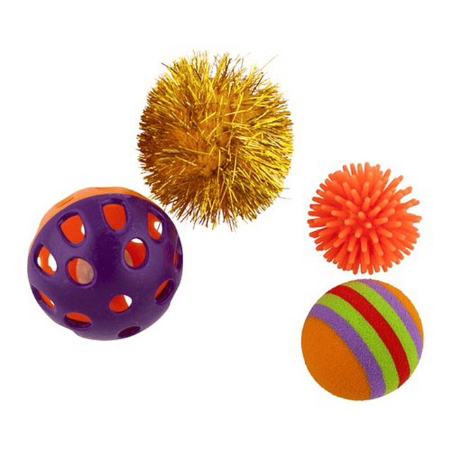 PAWISE SET 4 PELOTAS GATOS