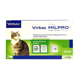 MILPRO GATO + 2 KG X 2 COMP (16/40mg)