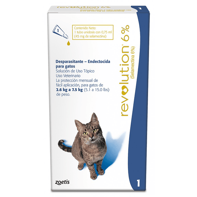 REVOLUTION 6% GATO 2,6KG - 7,5 KG.