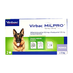 MILPRO PERRO + 5 KG X 2 COMP (12,5/125mg)