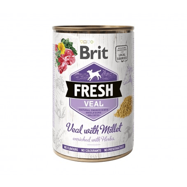 BRIT FRESH 400 GRS. LATA VEAL WITH MILLET