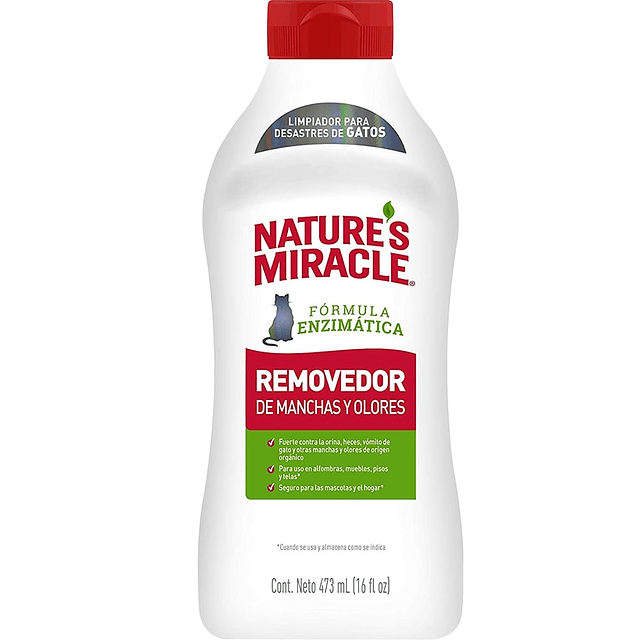 NATURES MIRACLES 473 ML REMOVEDOR DE MANCHAS Y OLORES GATO