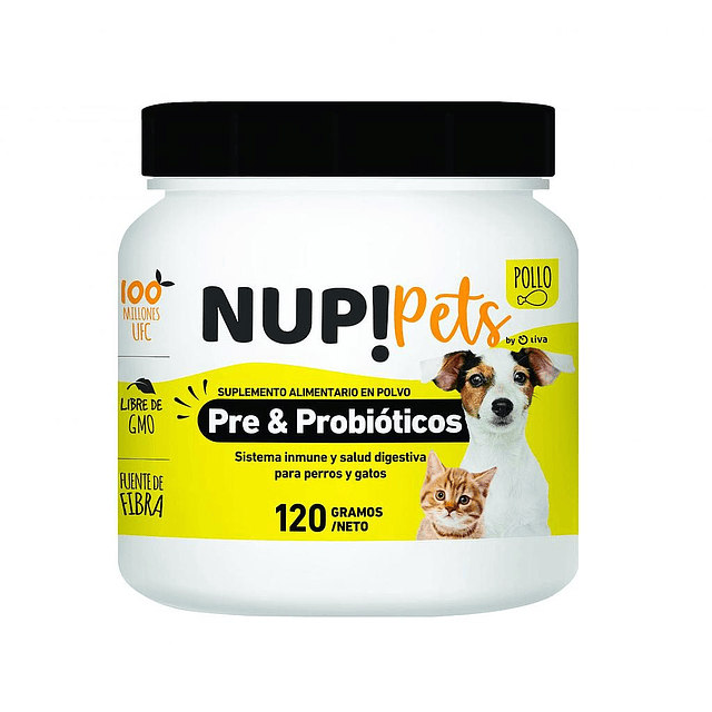 NUP PETS PRE & PROBIOTICO POLLO PARA PERO Y GATO 120 GRS.