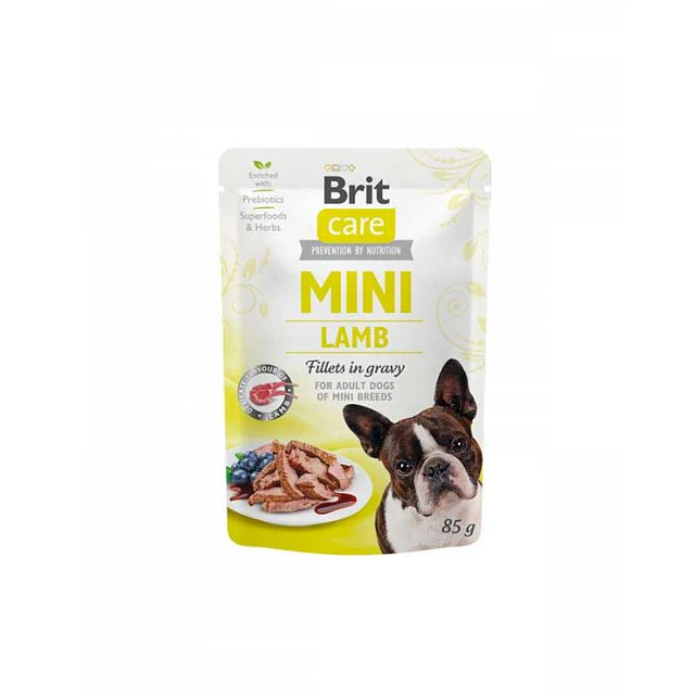BRIT CARE 85 GRS. DOG POUCH MINI LAMB FILLETS IN GRAVY