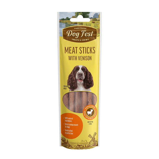 DOGFEST STICKS DE CARNE DE VENADO 45GRS <br>