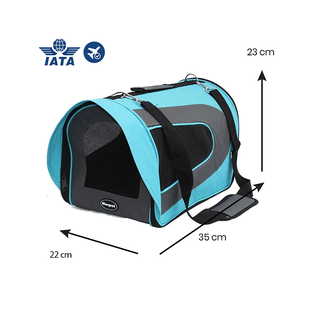 MAXPET BOLSO CABINA BC01S CELESTE 35X22X23