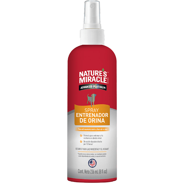 NATURE'S MIRACLE 236 ML ADVANCE PLATINUM SPRAY ENTRENADOR ORINA