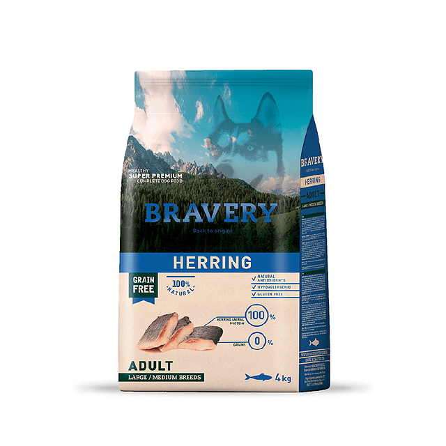 BRAVERY 12 KG. ADULT LARGE/MEDIUM HERRING