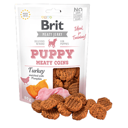 BRIT JERKY SNACK PUPPY TURKEY MEATY COINS FOR DOGS 80G